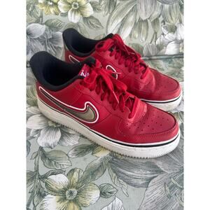 Men's Nike Air Force 1 Sneakers AJ7748-600 Low Sport NBA Red Black Size 8